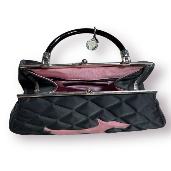 My Flat In London Vintage Quilted Nylon Handbag Jan Haedrich Pink Scotty Dog - Picture 5 of 10